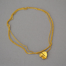 Винтажное латунное позолоченное ожерелье-цепочка двойного назначения - ретро-дизайн, японский стиль