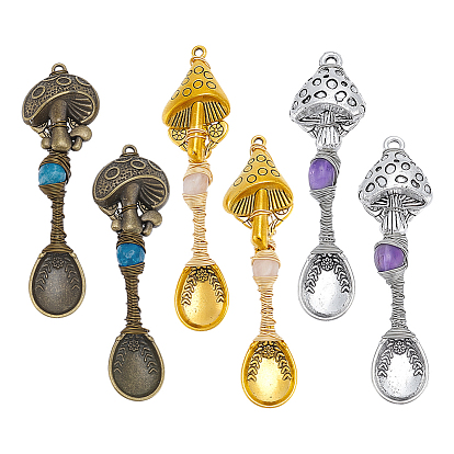 6 шт. 3 цвета натуральный апатит и аметист и розовый кварц медная проволока обернутая сплавом гриб ложка большие подвески