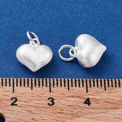 925 Sterling Silver Pendants, with Jump Rings, Heart Charms