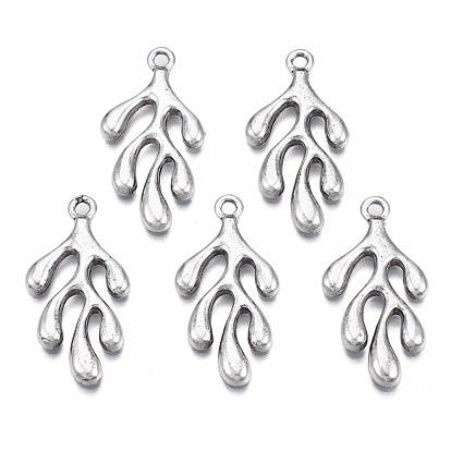 Tibetan Style Alloy Pendants, Cadmium Free & Nickel Free & Lead Free, Leaf