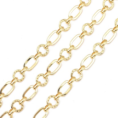 Латунная цепочка фигаро, с катушкой, несварные, овальные и кольцо