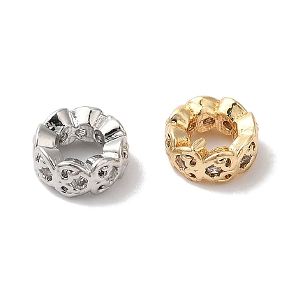 Латунные микропаве из прозрачного кубического циркония, без кадмия, без никеля и без свинца, сердце, волнистый край