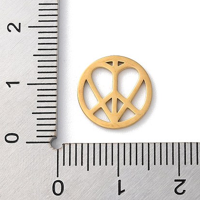 304 Stainless Steel Charms, Peace Sign with Heart