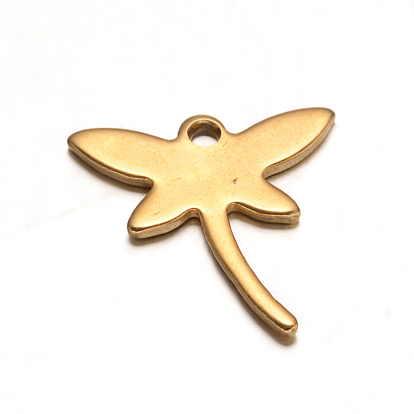 304 Подвески в виде стрекоз из нержавеющей стали с ионным покрытием (IP), 12x11.5x0.8 мм, отверстие : 1 мм