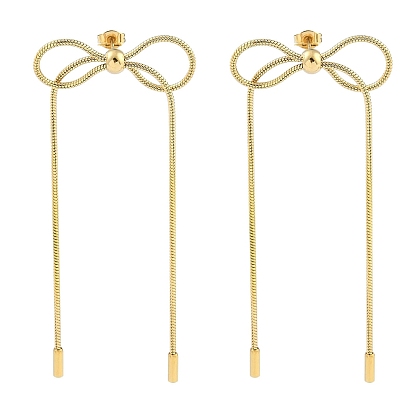 Ионное покрытие (ip) 304 серьги-гвоздики из нержавеющей стали, бантом