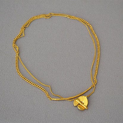 Vintage Brass Gold Plated Dual-use Sweater Chain Necklace - Retro Design, Japanese Style