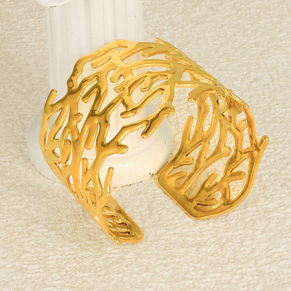 Полые 304 браслеты-манжеты из нержавеющей стали, Имитация браслетов в форме Кэрол для женщин