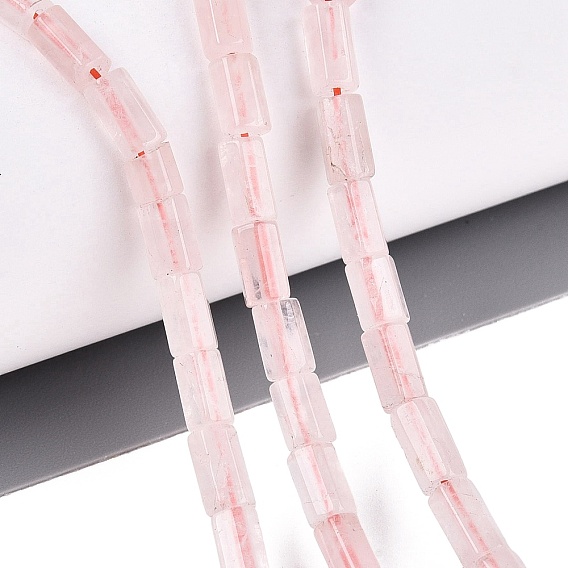 Natural Rose Quartz Beads Strands, Hexagonal Prism