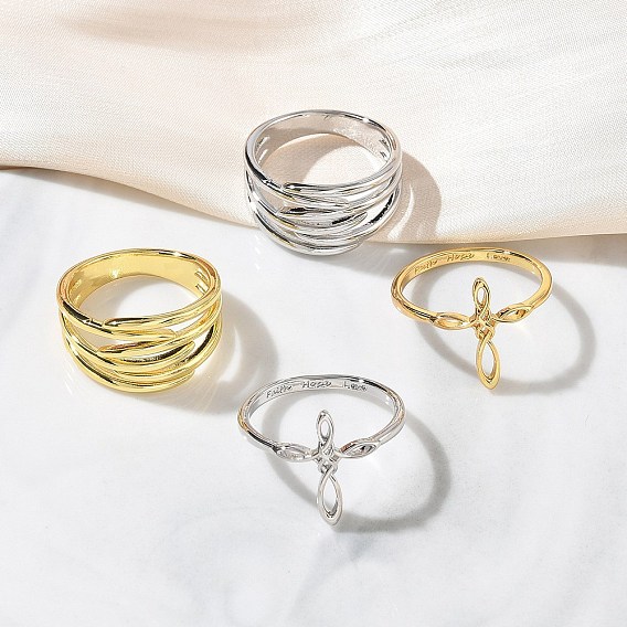 Латунные кольца на палец для женщин, крест/бечёвка