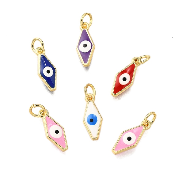 Латунь эмаль прелести, с целью перехода в кольце, ромб с оберегом от сглаза, стойки покрытие, без кадмия и без свинца, долговечный, золотые