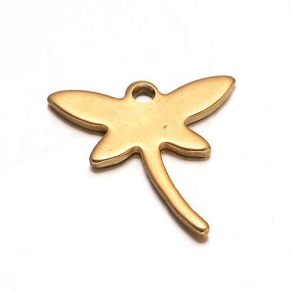 304 Подвески в виде стрекоз из нержавеющей стали с ионным покрытием (IP), 12x11.5x0.8 мм, отверстие : 1 мм