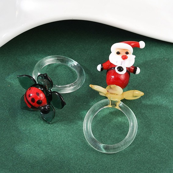 Вращающиеся перстни ручной работы в технике лэмпворк