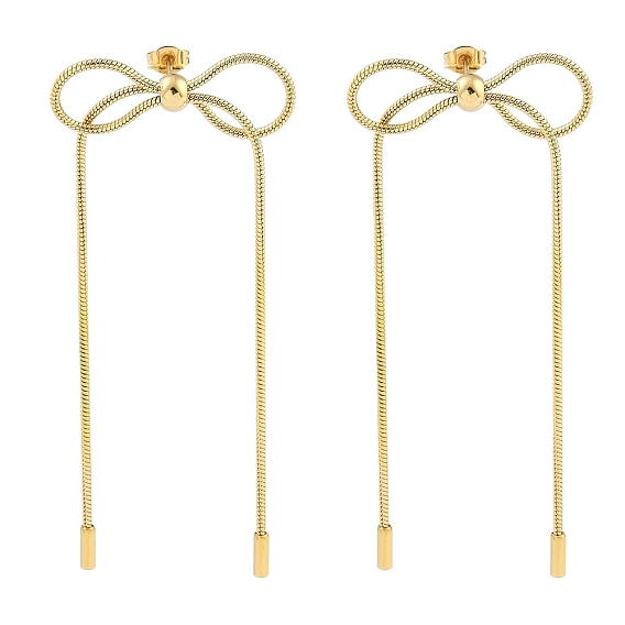 Ионное покрытие (ip) 304 серьги-гвоздики из нержавеющей стали, бантом