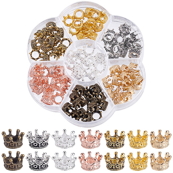 105шт 7 цвета сплава европейские бусины, бусины с большим отверстием, корона