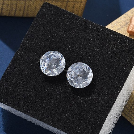 Серьги-гвоздики из нержавеющей стали с бриллиантами и кубическим цирконием