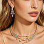 Conjunto de pendientes de aleación y diamantes de imitación en forma de lágrima y collares multicapa para mujer.