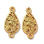Eco-Friendly Brass Links Connectors, Cadmium Free & Lead Free, Teardrop with Flower