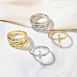 Латунные кольца на палец для женщин, крест/бечёвка