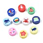 Handmade Polymer Clay Beads, Flat Round with Ocean Theme Patterns