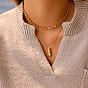 304 Stainless Steel Pave Clear Cubic Zirconia Pendant Necklaces, Teardrop