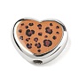 Printed Opaque Acrylic Beads, Leopard Print Heart