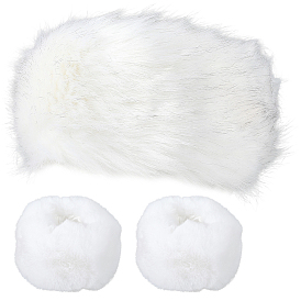 1 пара женских перчаток с манжетами и нарукавниками из искусственной кроличьей шерсти, и 1теплые повязки на голову из пряжи из искусственного меха, зимняя теплая плюшевая ветрозащитная куртка с напульсником