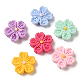 Opaque Resin Decoden Cabochons, 5-Petal Flower