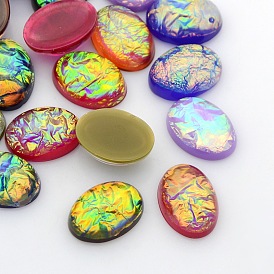 Oval Resin Imitated Opal Cabochons, 18x13x7mm