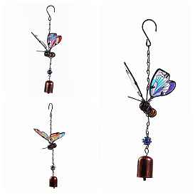 Butterfly Glass Wind Chime, Iron Art Pendant Decoration, for Home Yard Balcony Outdoor