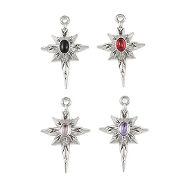 Сплав стекла подвески, звезды прелести, стойки покрытие, без свинца, без кадмии и без никеля