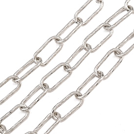 Hammered Brass Paperclip Chains, Unwelded, with Spool, Long-Lasting Plated, Rack Plating, Lead Free & Cadmium Free