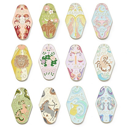 Большие подвески из сплава эмали с изображением двенадцати созвездий, золотые