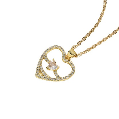 Love Pearl Zircon Stainless Steel Necklace with 14K Gold Plated Pendant - Luxurious and Elegant Design