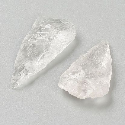 Rough Raw Natural Quartz Crystal Beads, Rock Crystal Beads, No Hole/Undrilled, Hammered Teardrop