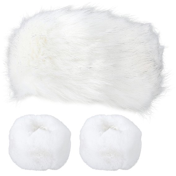 1 пара женских перчаток с манжетами и нарукавниками из искусственной кроличьей шерсти, и 1теплые повязки на голову из пряжи из искусственного меха, зимняя теплая плюшевая ветрозащитная куртка с напульсником