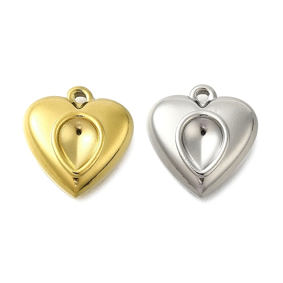 304 Настройки кабошон из нержавеющей стали кулон, шарма сердца
