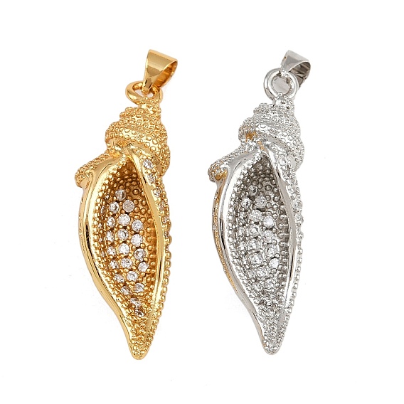 Латунные микро проложить кубического циркония подвески, подвески в форме раковины, стойки покрытие, долговечный, без свинца и без кадмия