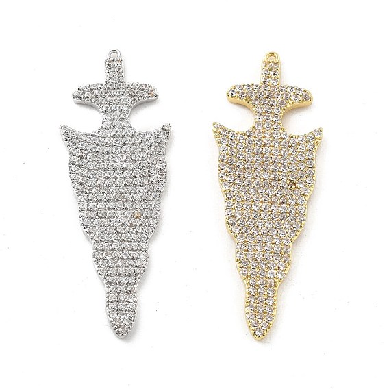 Латунные микропаве прозрачные подвески с фианитом, стойки покрытие, долговечный, без свинца и без кадмия, меч прелести