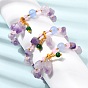 Bracelets extensibles pour femmes, ornés de perles et de pépites d'améthyste brutes naturelles., avec des billes en plastique