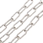 Cadenas de clips de papel de latón martillado, sin soldar, con carrete, larga duración plateado, chapado en rack, sin plomo y el cadmio