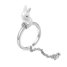 Adorable Rabbit Chain Carrot Ring Zodiac Bracelet for Women's Chic Style Jewelry