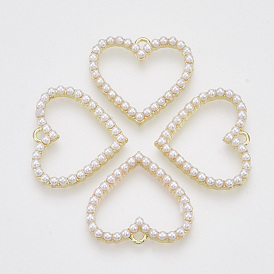 Colgantes de perlas de imitación de plástico abs, con la configuración de aleación de cabujón, corazón