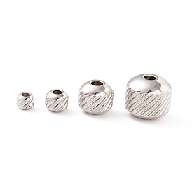 201 Stainless Steel Beads, Round with Twill Pattern