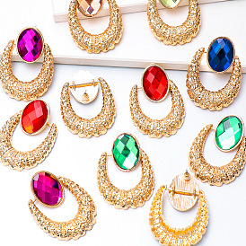 Bohemian Style U-shaped Retro Earrings with Rhinestones for Women
