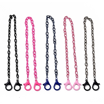 Personalized Nylon Cable Chain Necklaces, Eyeglass Chains, Handbag Chains, with Plastic Lobster Claw Clasps