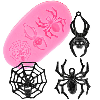 Halloween Spider/Skull/Pumpkin DIY Silicone Molds, Fondant Molds, Resin Casting Molds, for Chocolate, Candy, UV Resin & Epoxy Resin Craft Making