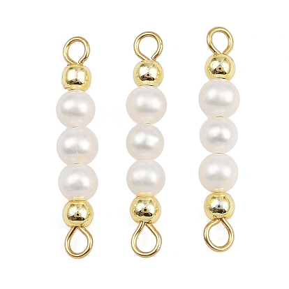 Подвески-коннекторы из натурального культивированного пресноводного жемчуга и гальванизированного немагнитного синтетического гематита, с 304 двойными петлями из нержавеющей стали, цветочный белый