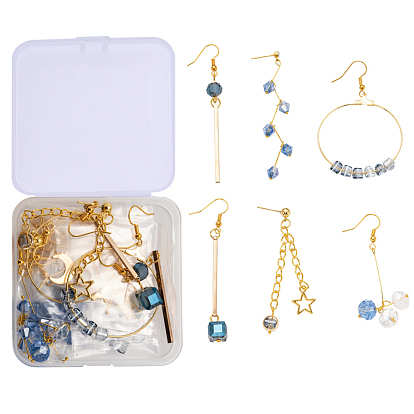 Kits de fabrication de boucles d'oreilles bricolage, y compris 304 breloques en acier inoxydable et en alliage, connecteurs de liens en laiton, Perles en verre electroplate, découvertes de boucles d'oreilles en laiton et fer