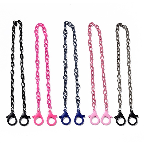 Personalized Nylon Cable Chain Necklaces, Eyeglass Chains, Handbag Chains, with Plastic Lobster Claw Clasps