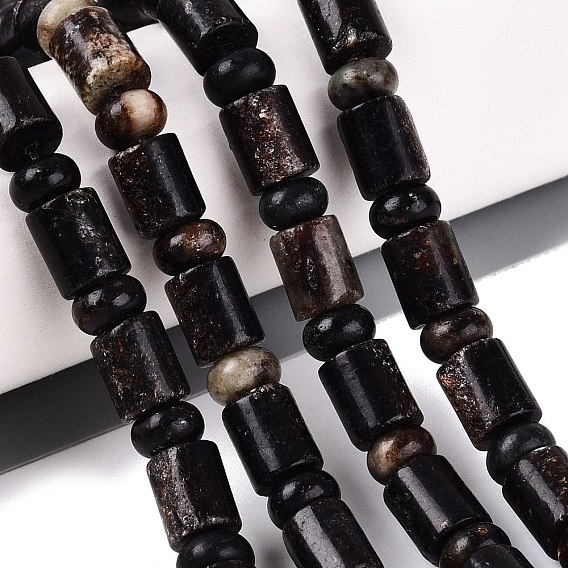 Natural Biotite Beads Strands, Barrel & Rondelle